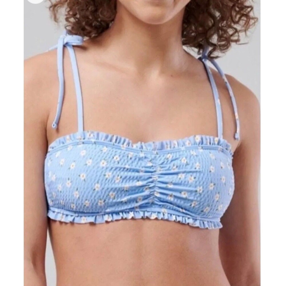 Hollister M Blue Floral Daisy Bikini Top Ditsy